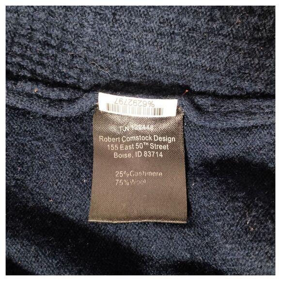 Robert Comstock Sweater Pullover Mens XL Cashmere Wool Blue Grey - Picture 4 of 4